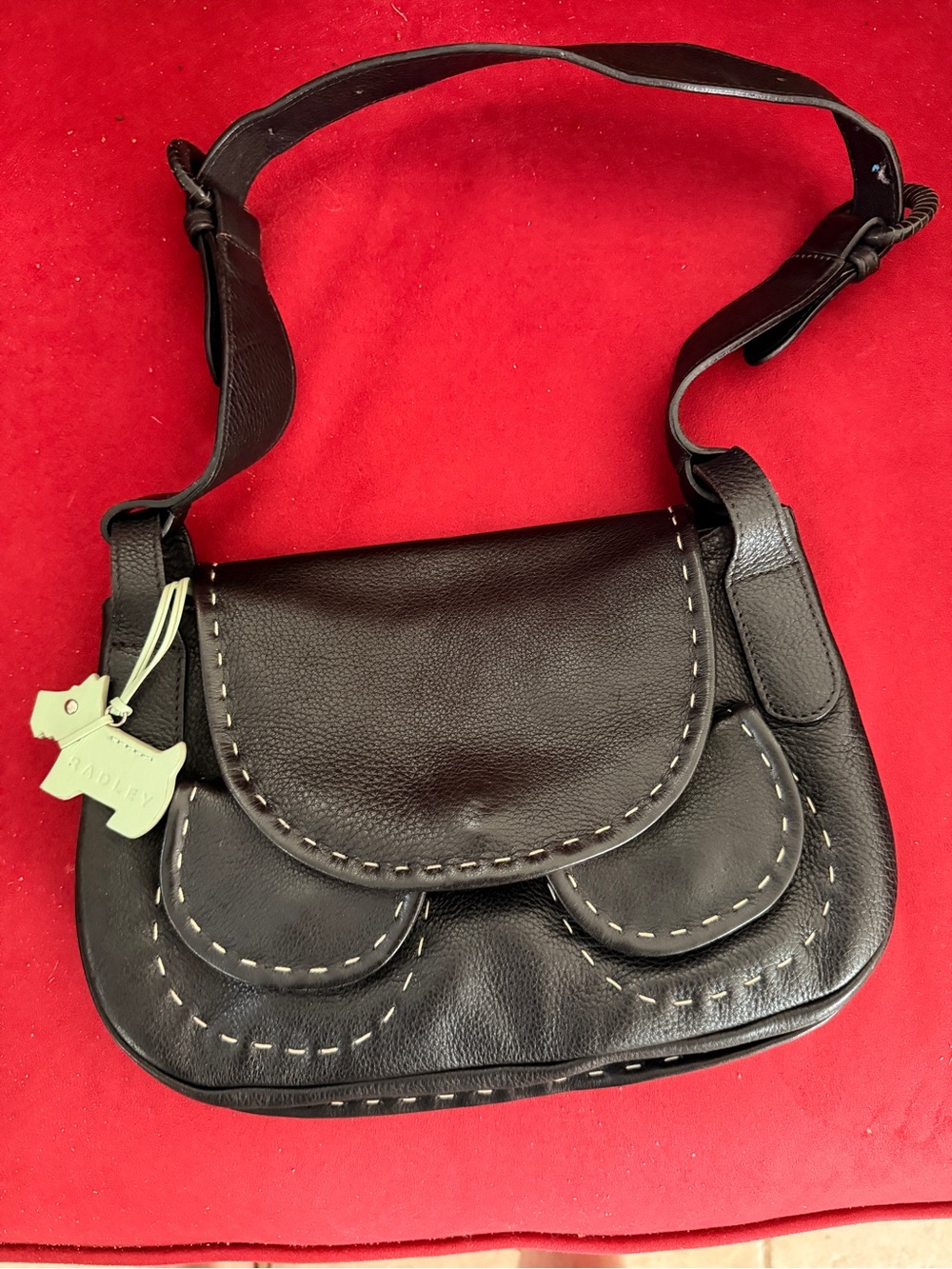 Radley Black Soft Leather Shoulder Bag 10”x7”